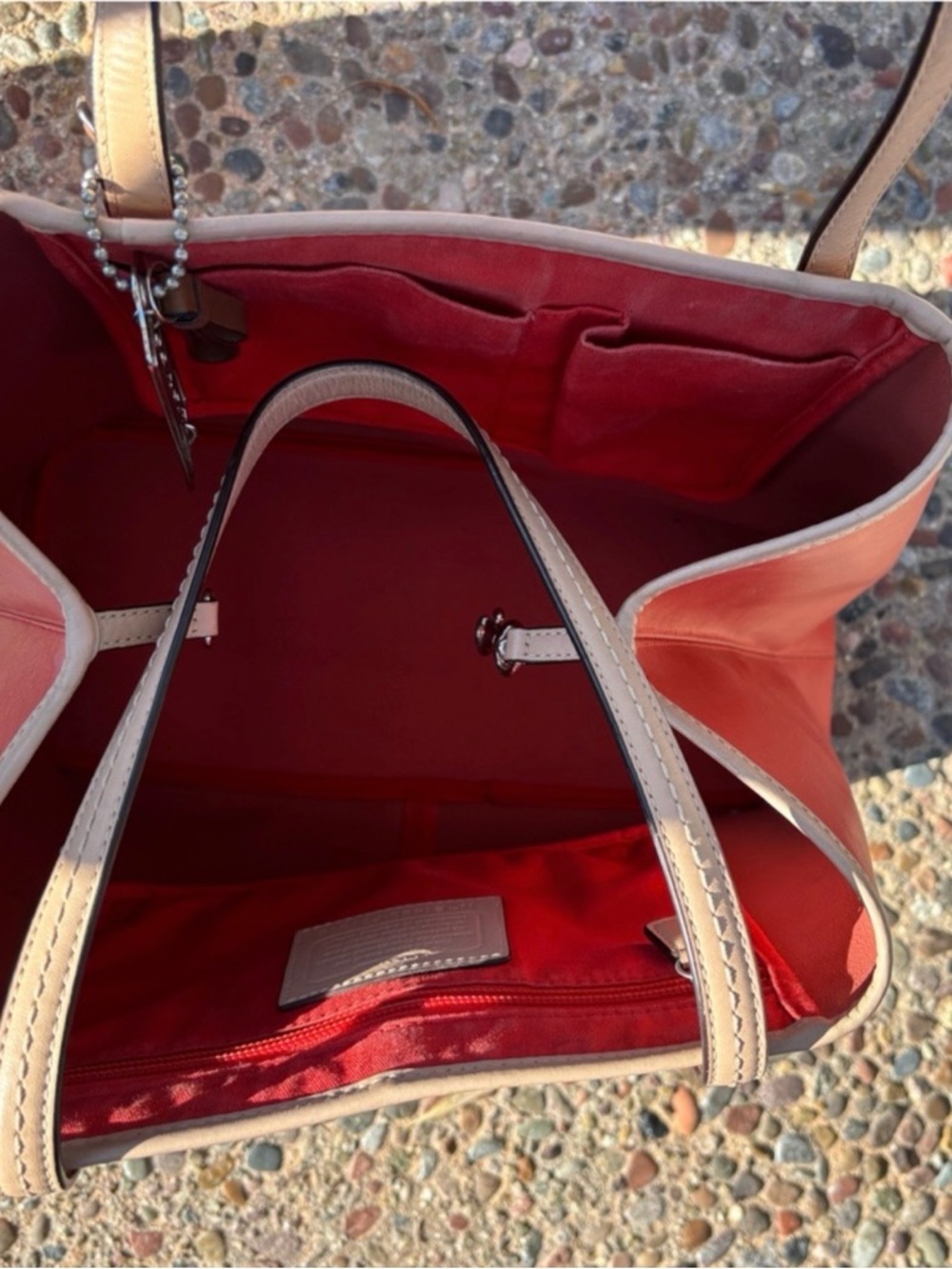 COACH New York Tote Bag with Tan Handles - Picture 5 of 7